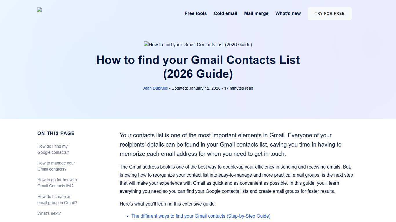 How to find your Gmail Contacts List (2026 Guide)